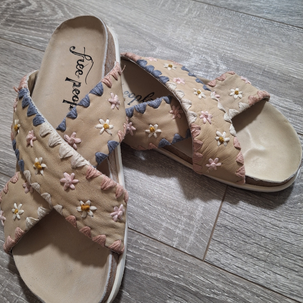 Free People Tan Embroidered Women's Sandals